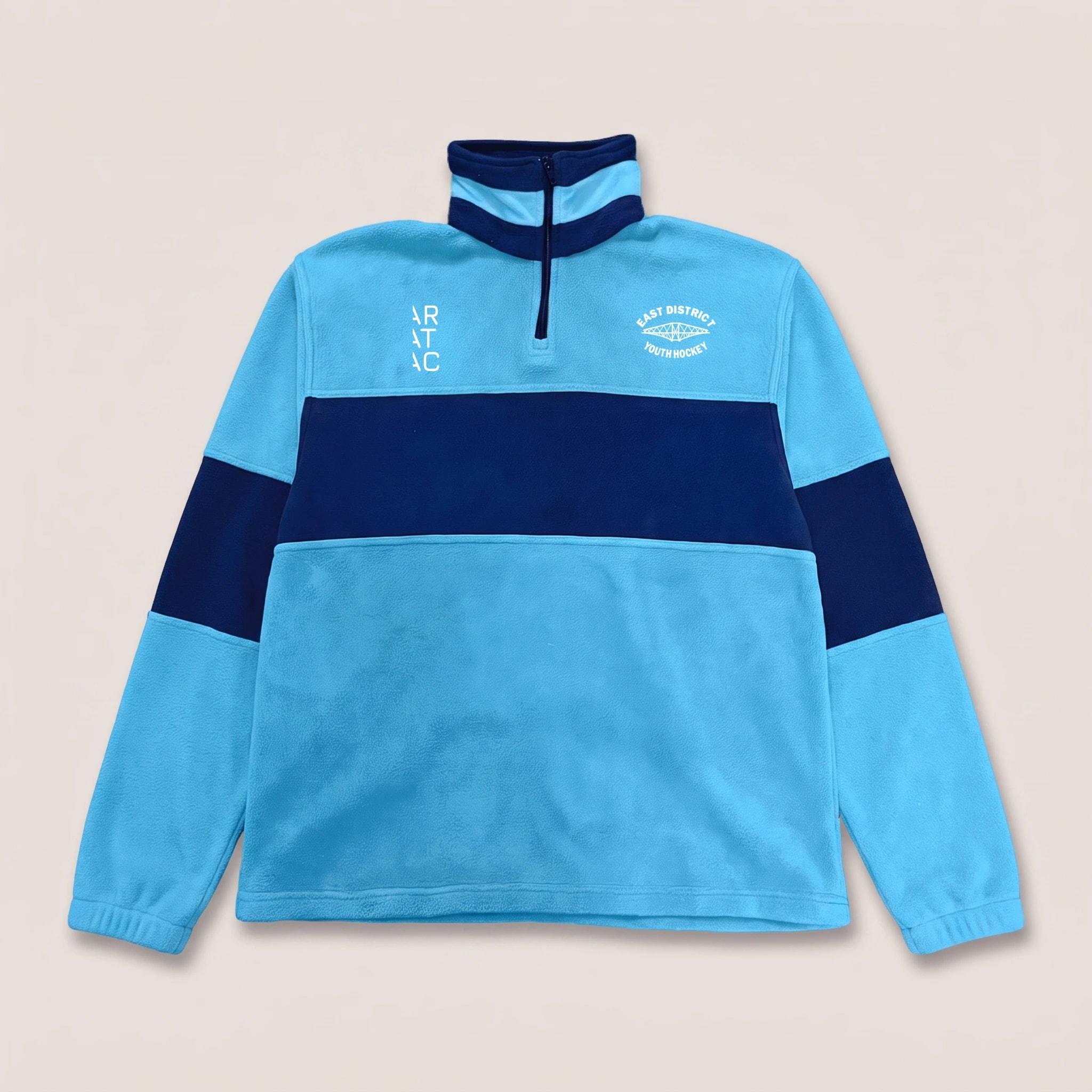 East District Hockey quarter-zip fleece with East District crest and Aratac logo
