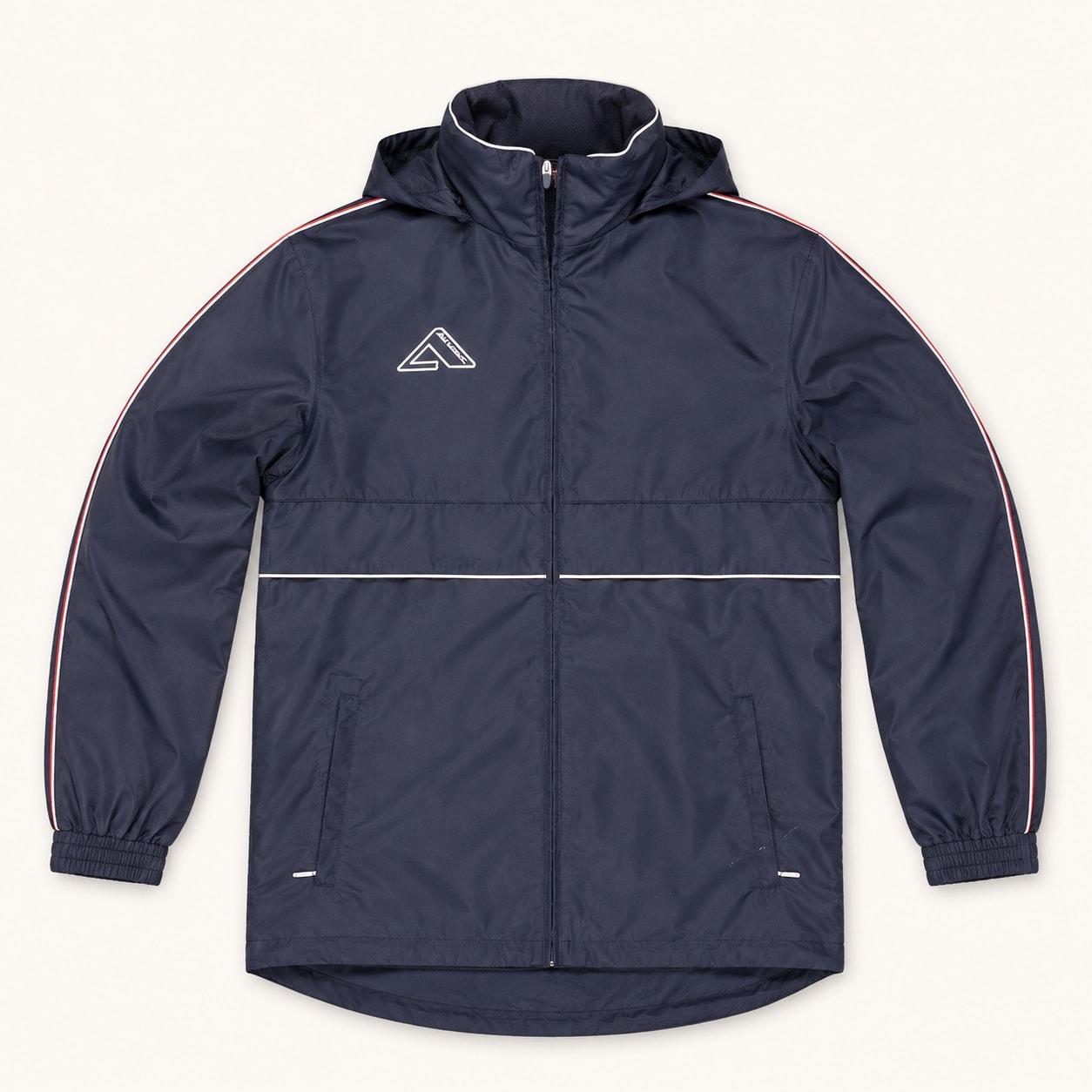 Aratac Hooded Coaches Jacket in Navy, front view