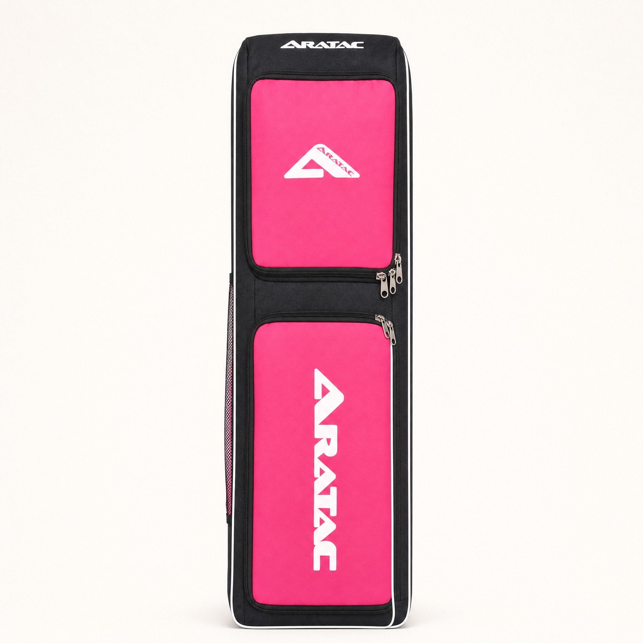 Aratac Giant Stick Bag in Black/Pink, front view with ARATAC wordmark